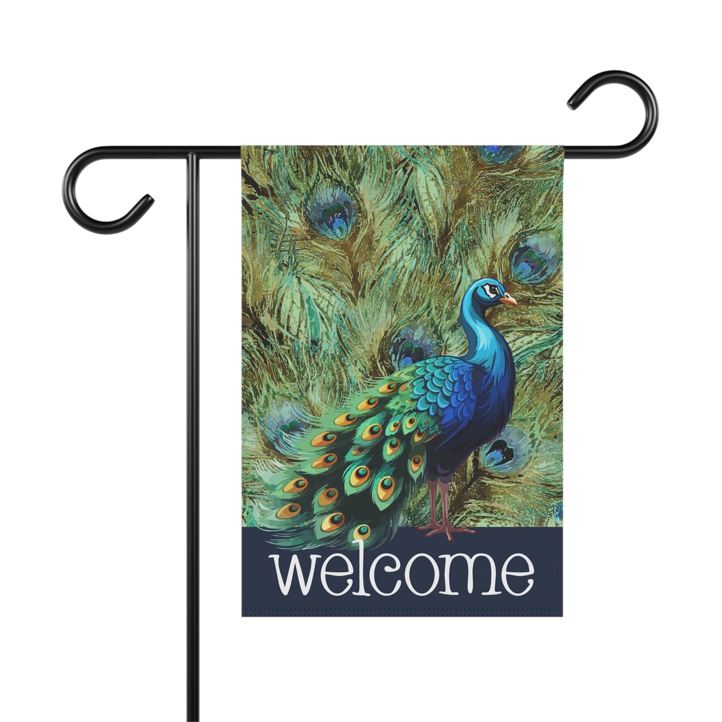 Fancy Peacock Welcome 2-Sided Garden & House Flag/Banner