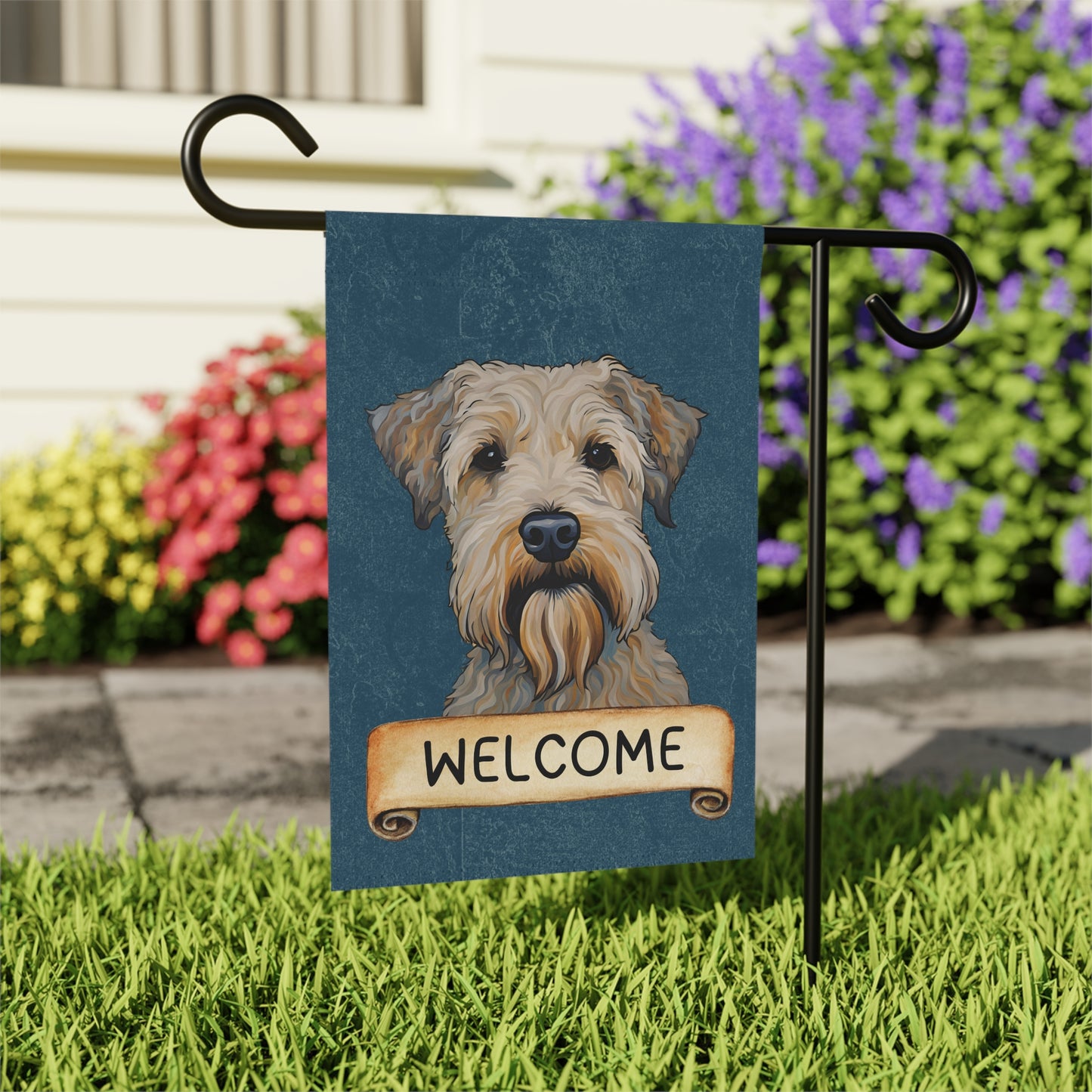 Wheaten Terrier Welcome 2-Sided Garden & House Flag/Banner