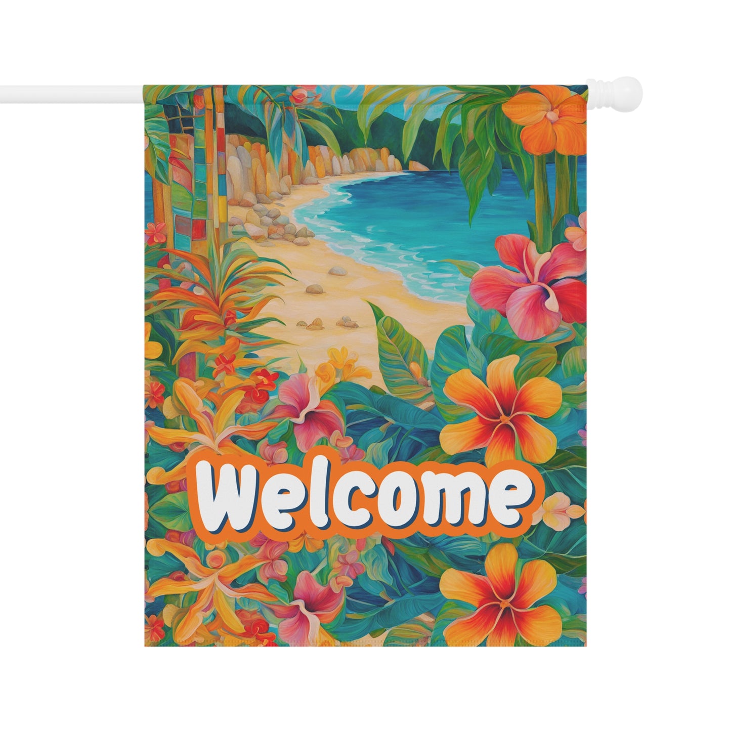 Paradise Found Welcome 2-Sided Garden & House Flag/Banner