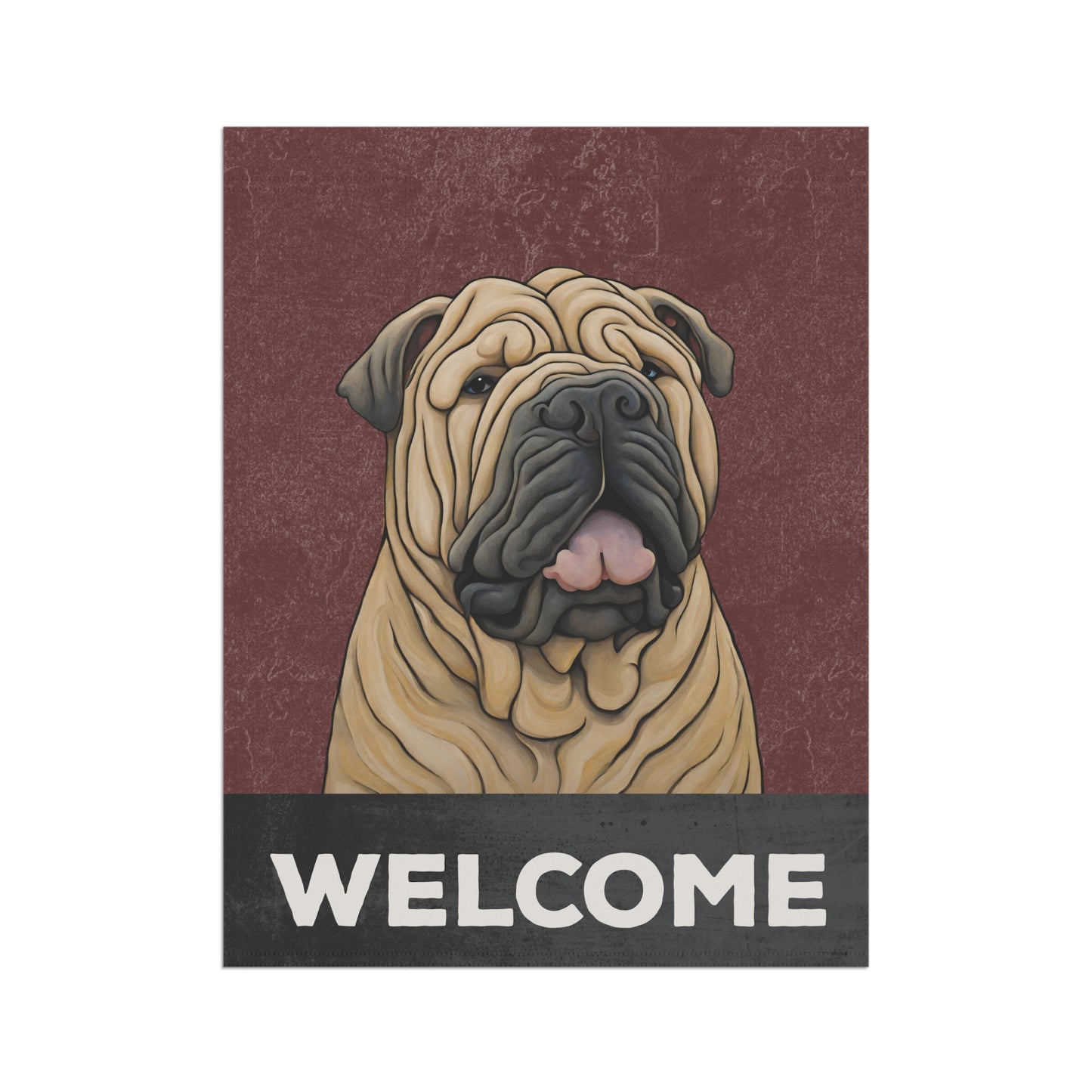 Shar Pei Welcome 2-Sided Garden & House Flag/Banner