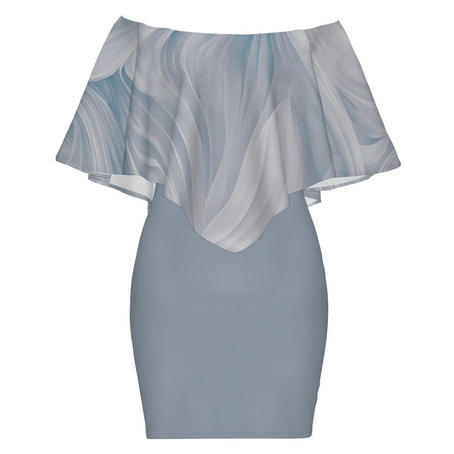 Sway in Blue Women's Off-shoulder Shawl Dress