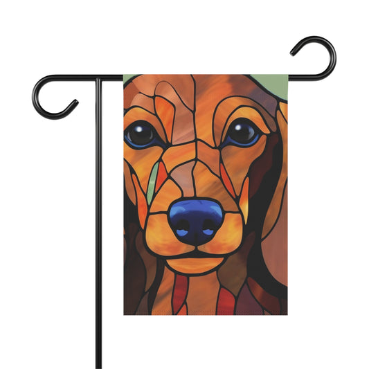 Dachshund Face Stained Glass 2-Sided Garden & House Flag/Banner