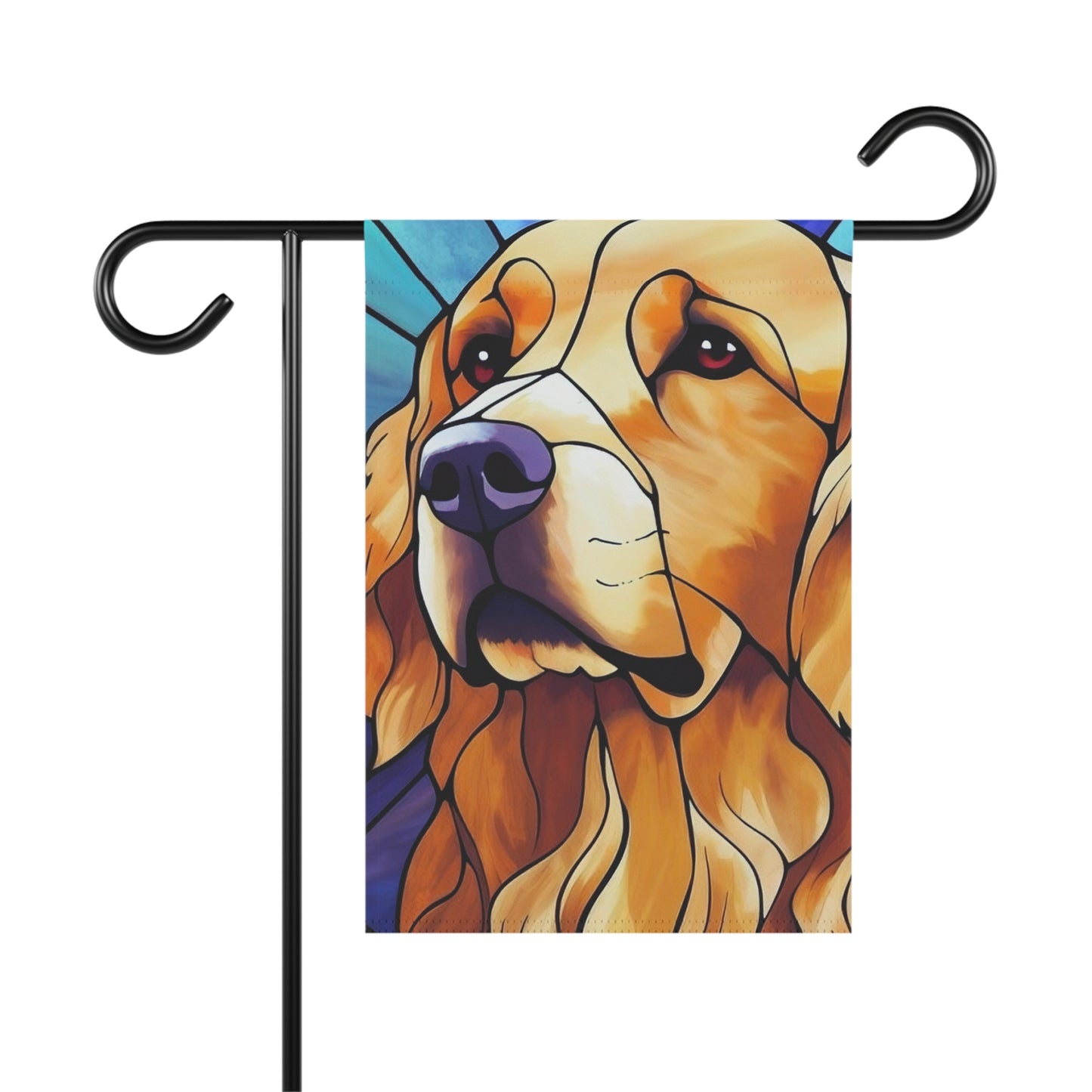 Golden Retriever Face Stained Glass Look 2-Sided Garden & House Flag/Banner