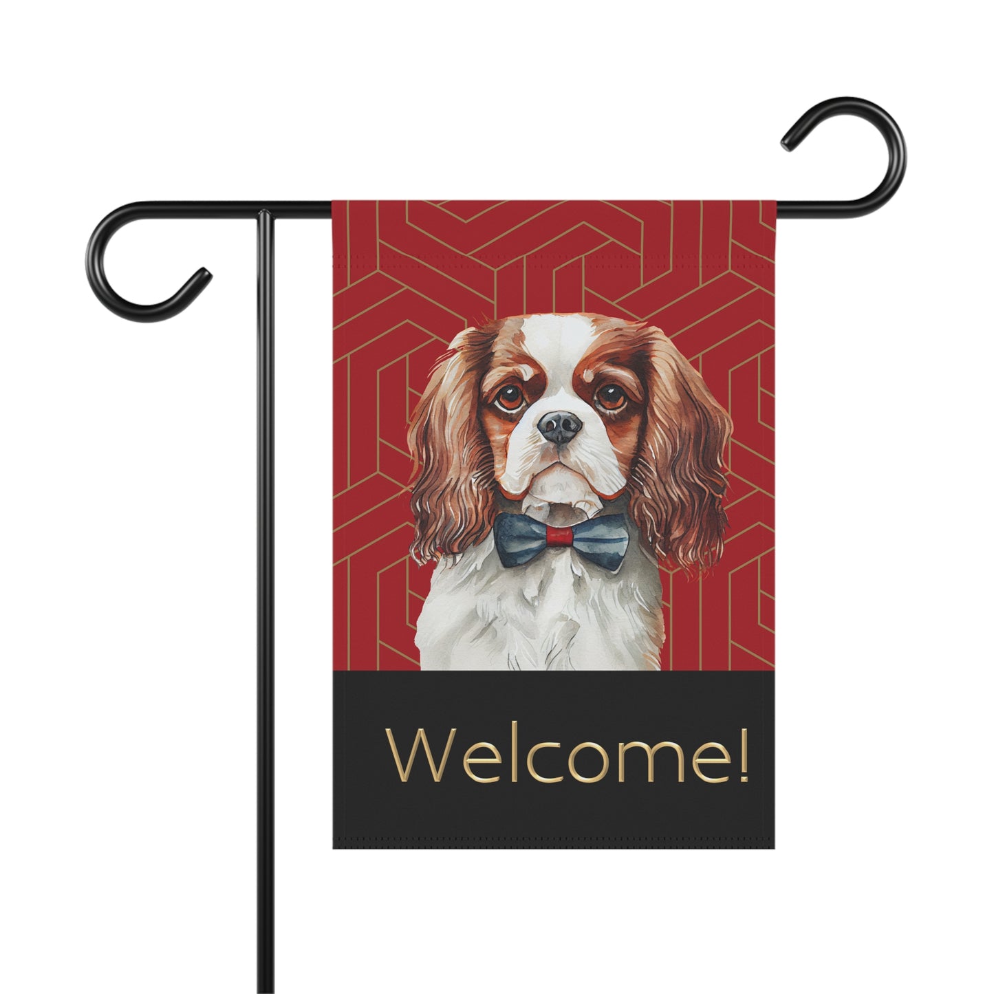 Cavalier King Charles in Bow Tie Welcome 2- Sided Garden & House Flag/Banner