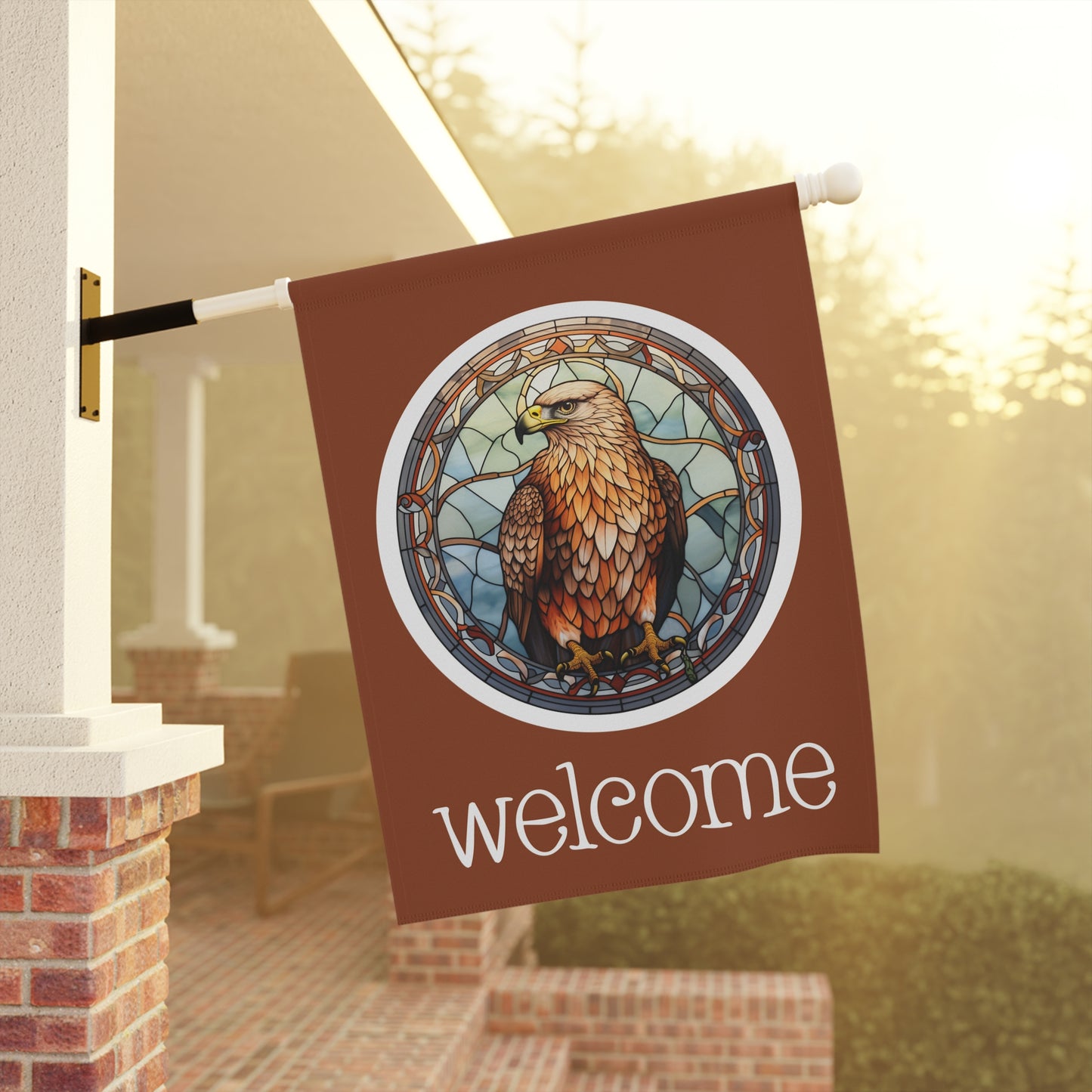 Hawk Welcome 2-Sided Garden & House Flag/Banner