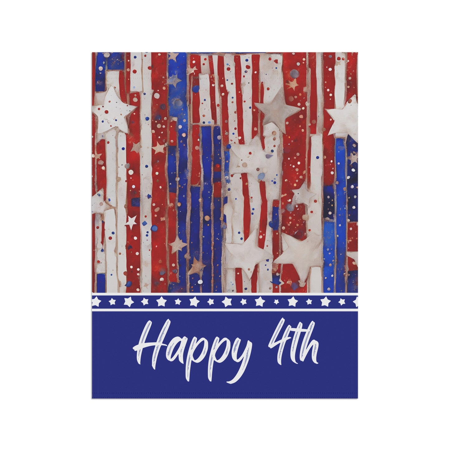 Happy 4th 2-Sided Garden & House Flag/Banner