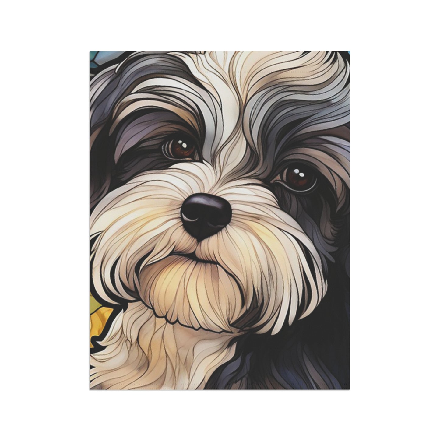 Havanese Face Stained Glass 2-Sided Garden & House Flag/Banner