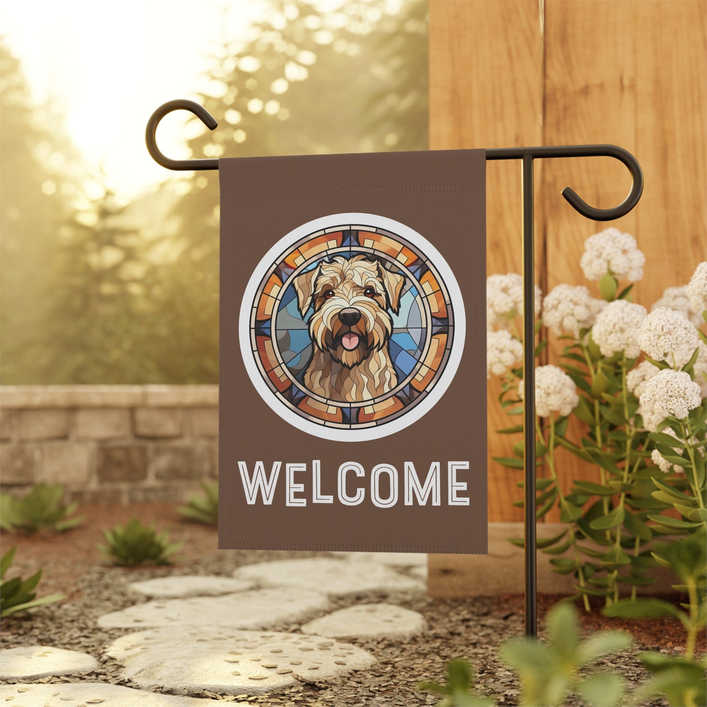 Wheaton Terrier Welcome 2-Sided Garden & House Flag/Banner