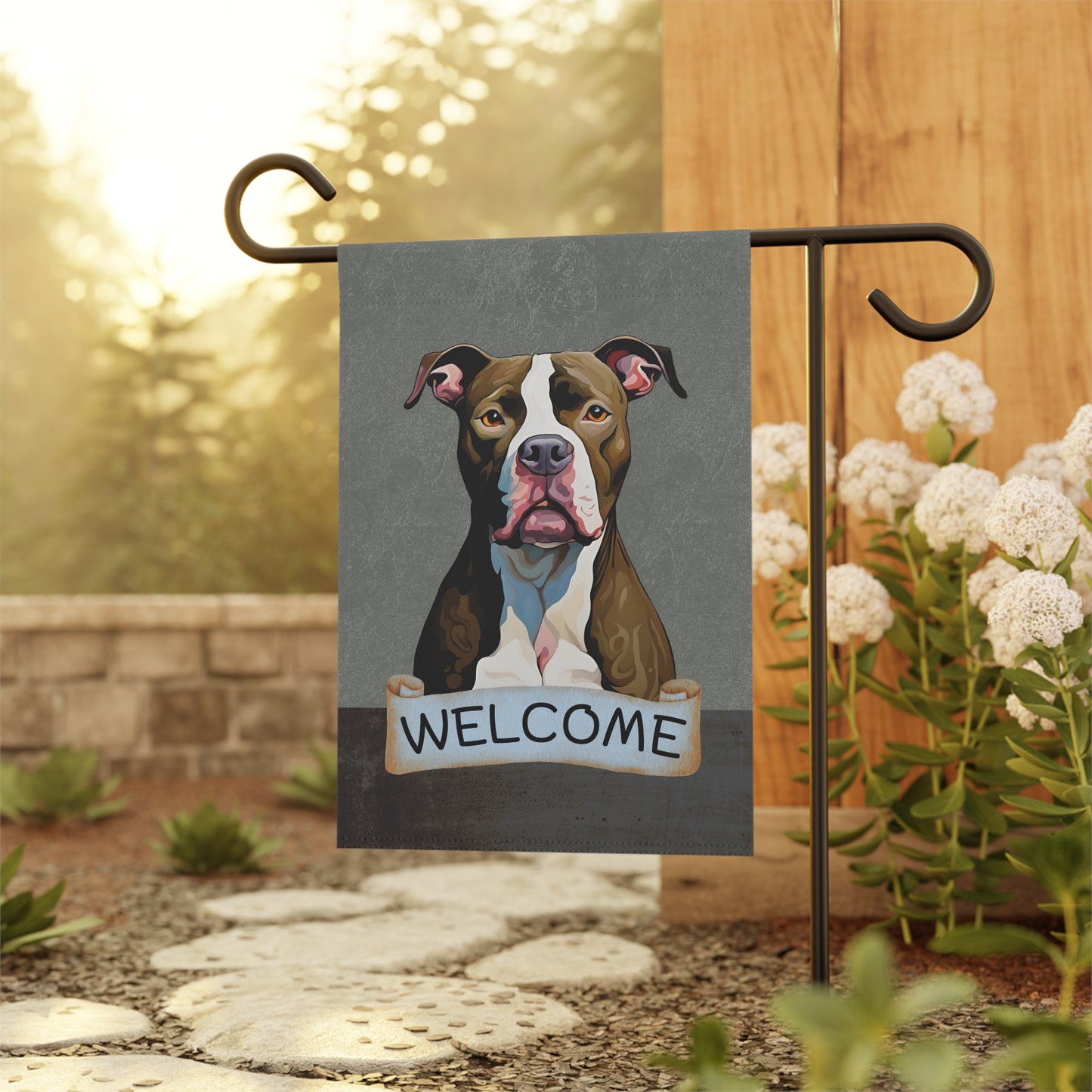 Pitbull Welcome 2-Sided Garden & House Flag/Banner