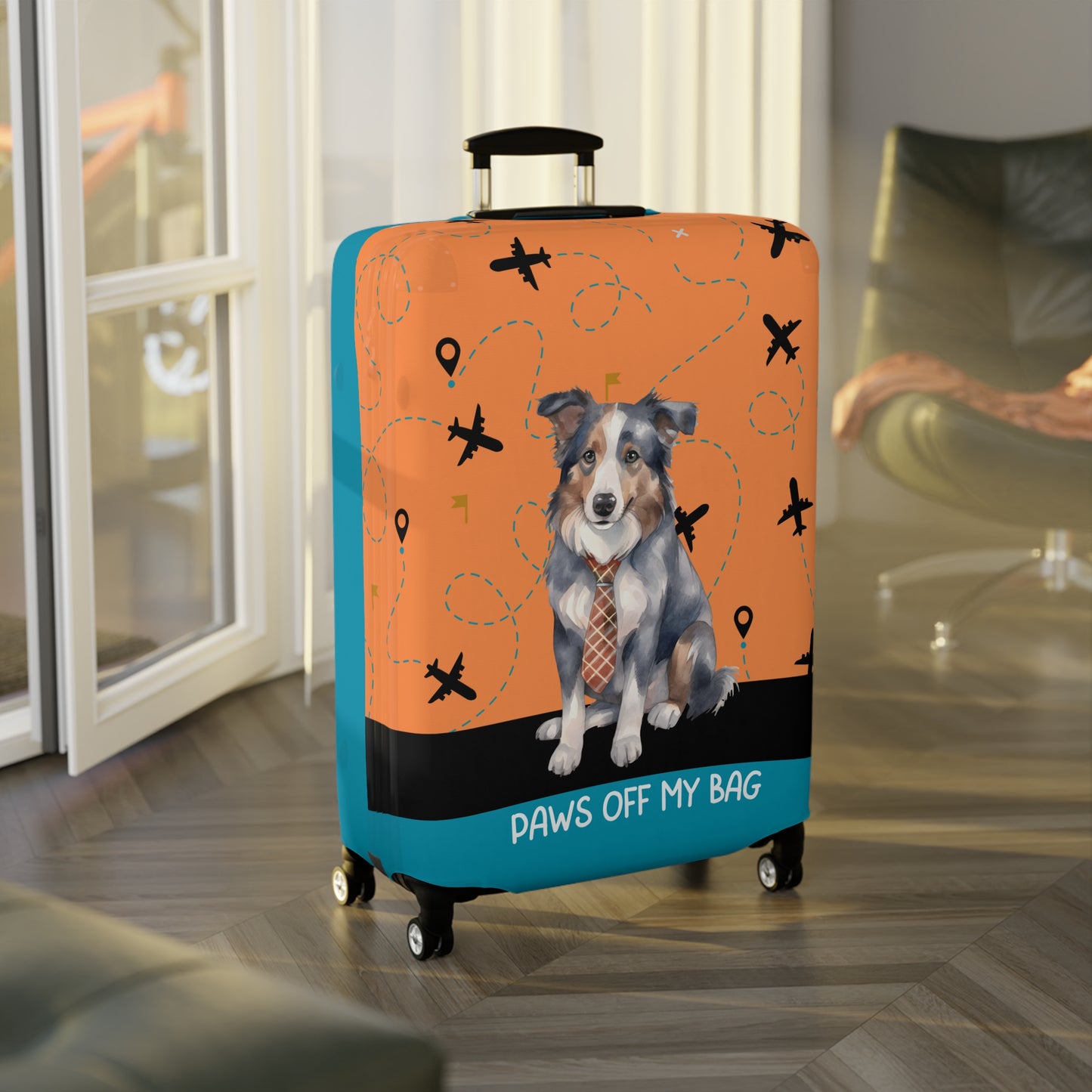 Border Collie in Tie Paws Off My Bag Luggage Cover