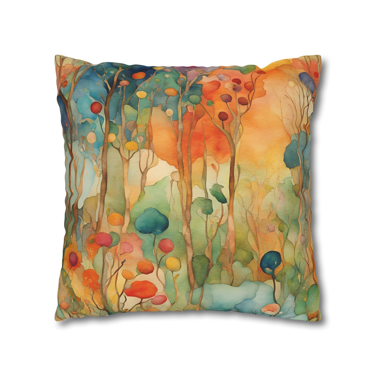 Guthrie Watercolor Square Poly Canvas Pillowcase