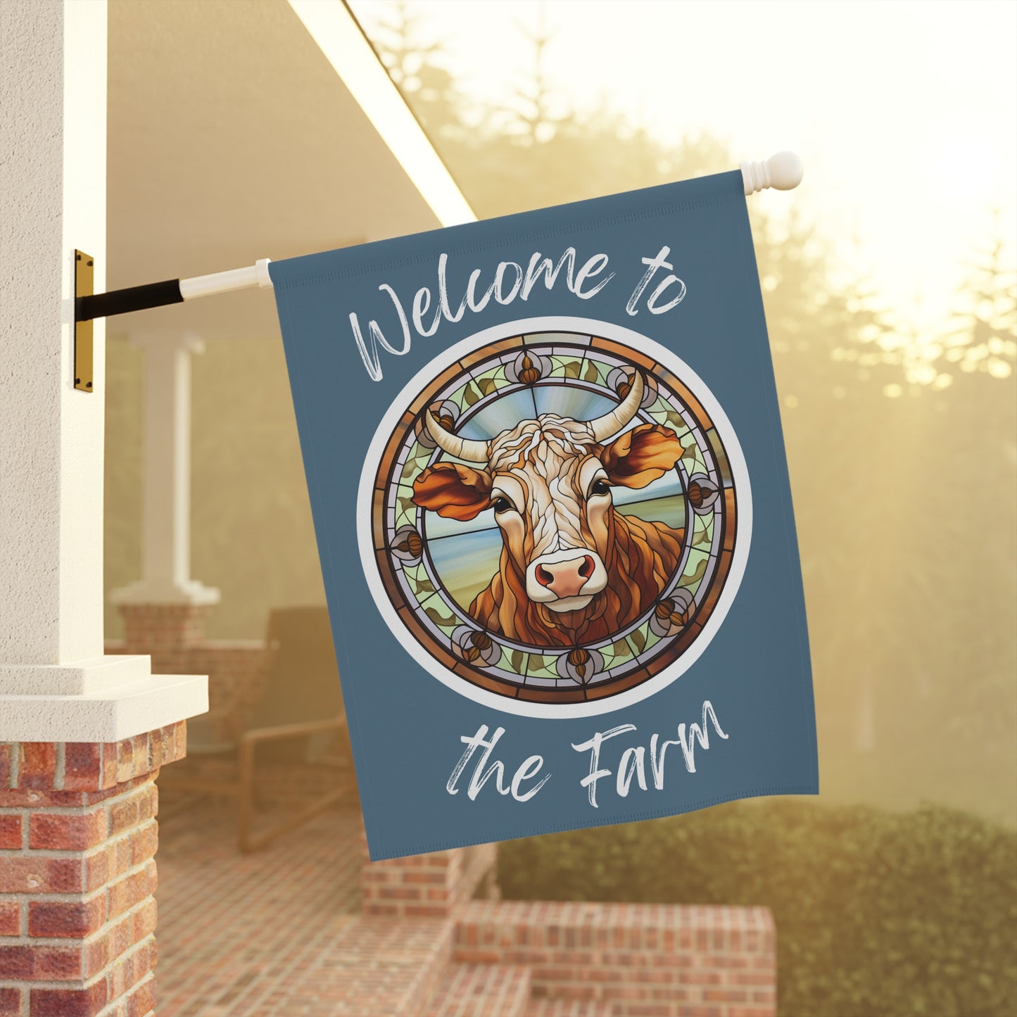 Welcome to the Farm Cow 2-Sided Garden & House Flag/Banner