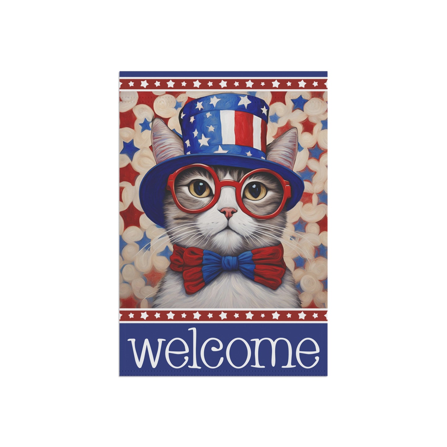 Liberty Cat Welcome 2-Sided Garden & House Flag/Banner