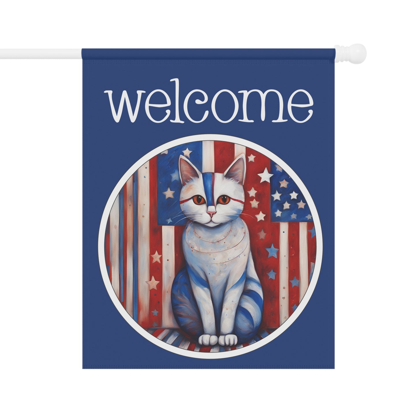 Patriotic Cat Welcome 2-Sided Garden & House Flag/Banner