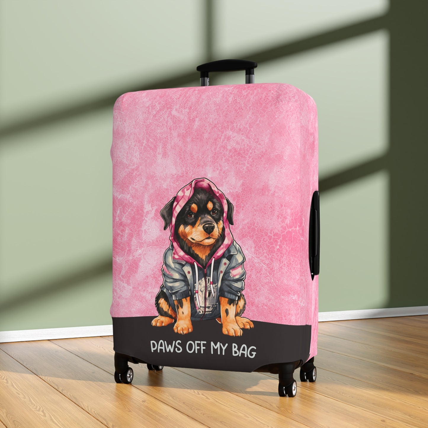 Rottweiler in Hoodie Jacket Paws Off My Bag Luggage Cover