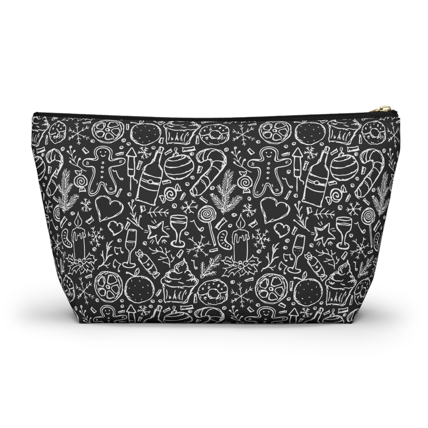 Christmas Holiday Icons in Black & White Accessory Pouch w T-bottom