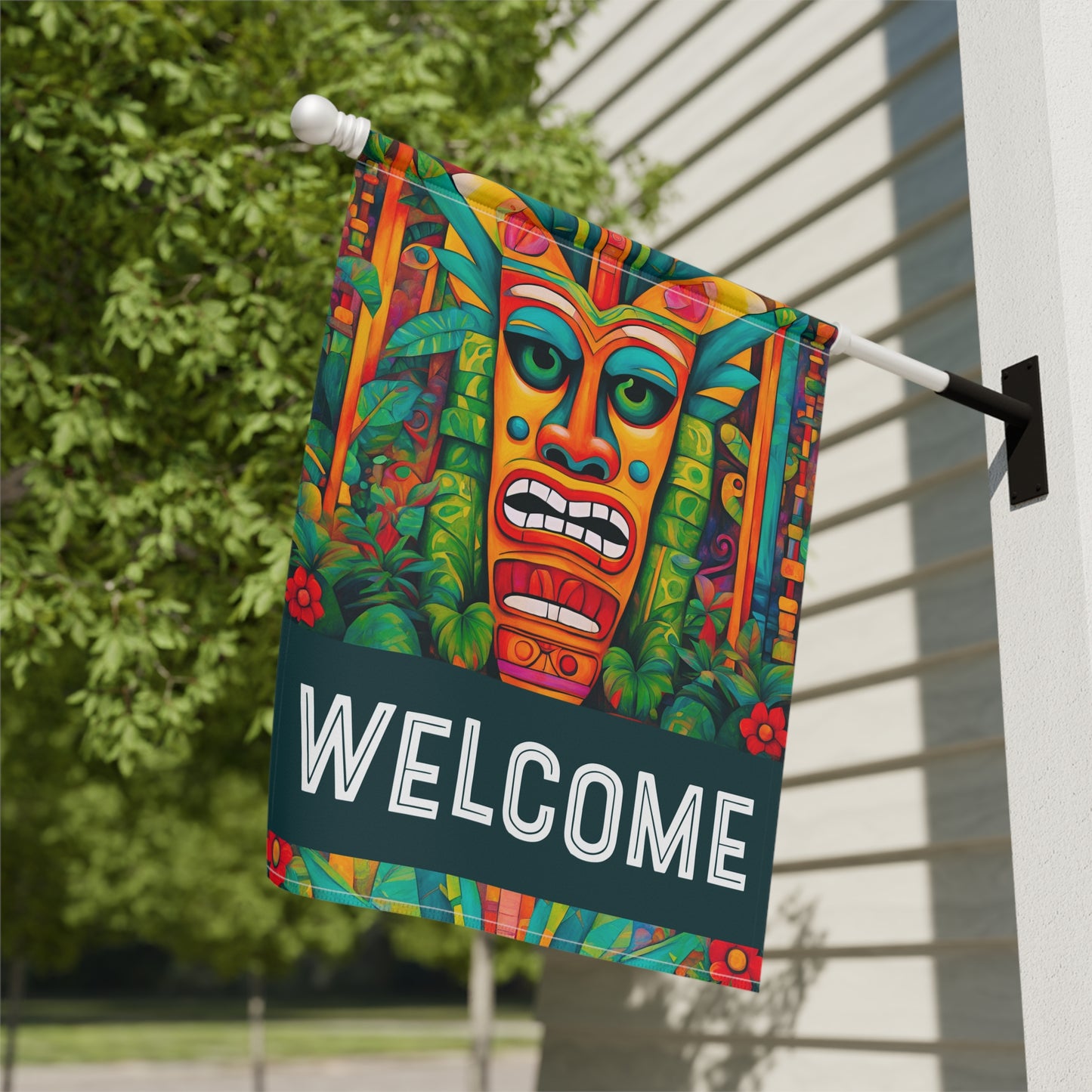 Tiki Joe Welcome 2-Sided Garden & House Flag/Banner