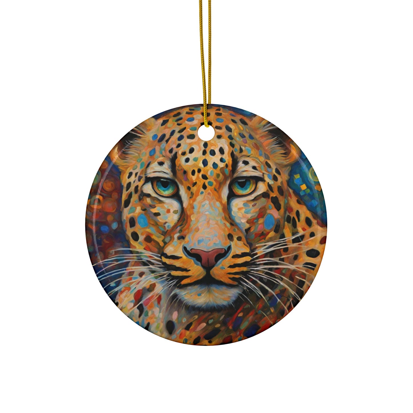 Leopard 3" Ceramic Ornaments, 2-Side Print, (1pc, 10pcs)