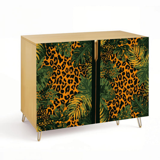 Jungle Leopard Wooden Storage Cabinet (Made in USA)