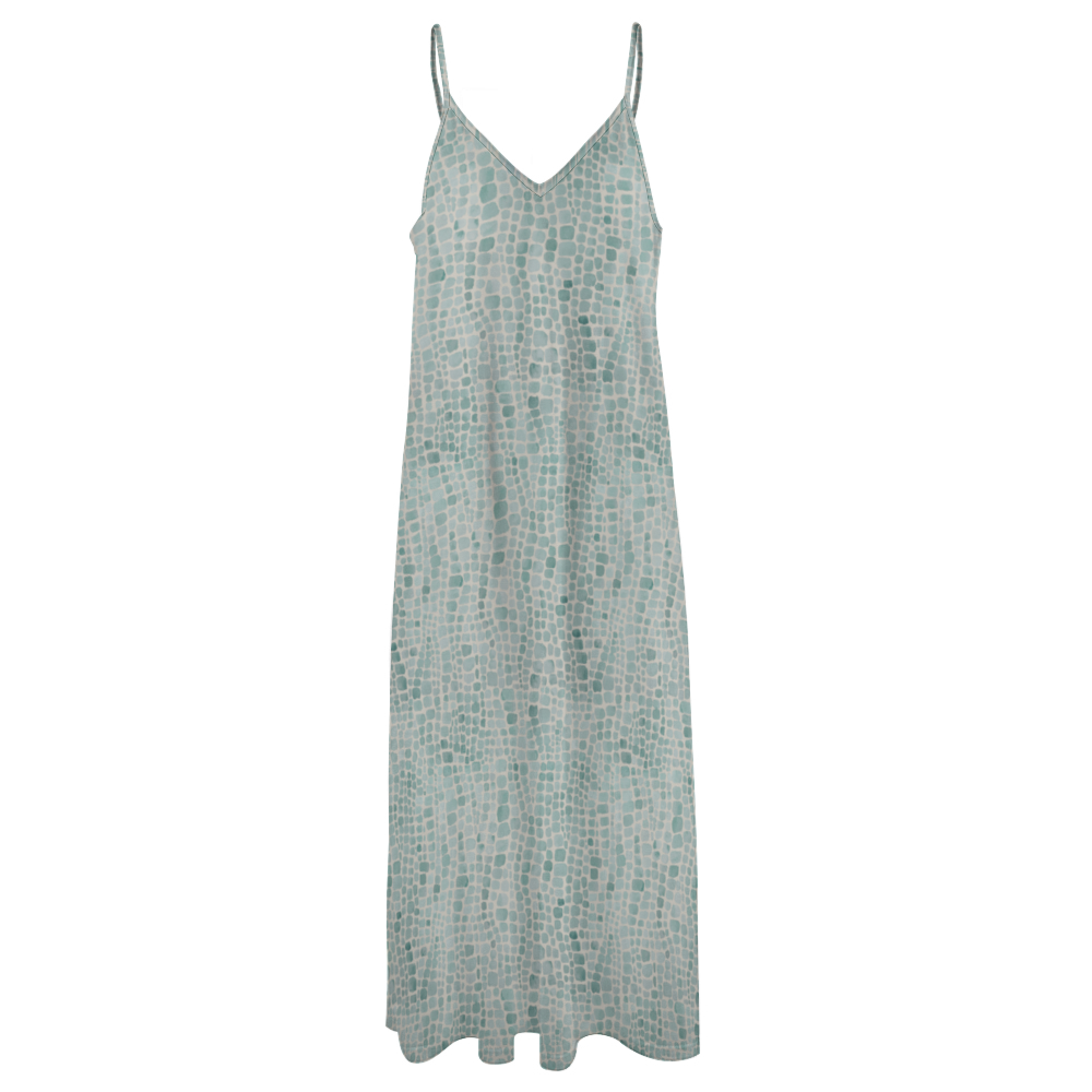 Pastel Crocked Women's Summer Fashion Maxi Slip Dress