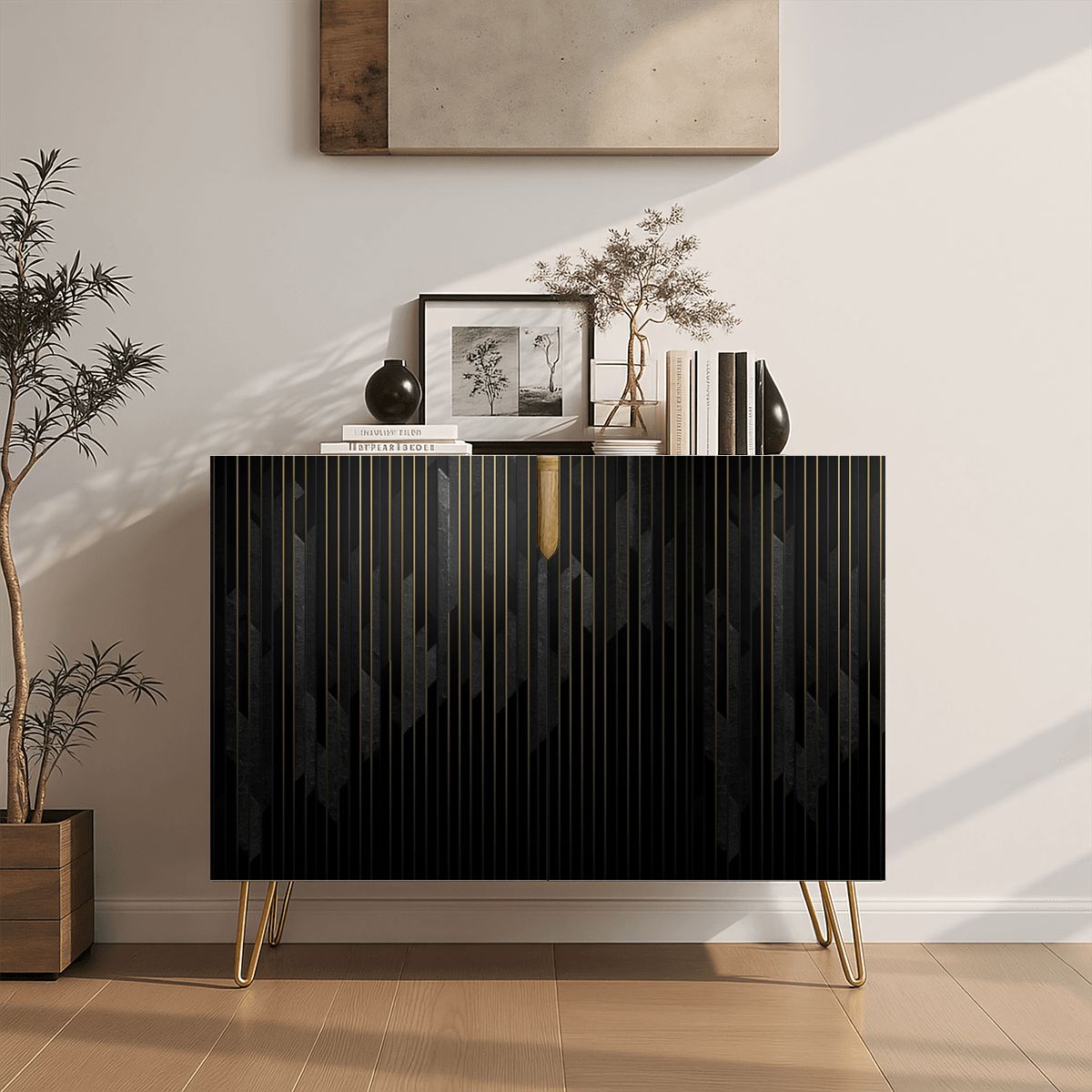 Black Modern Wooden Storage Cabinet (Made in USA)