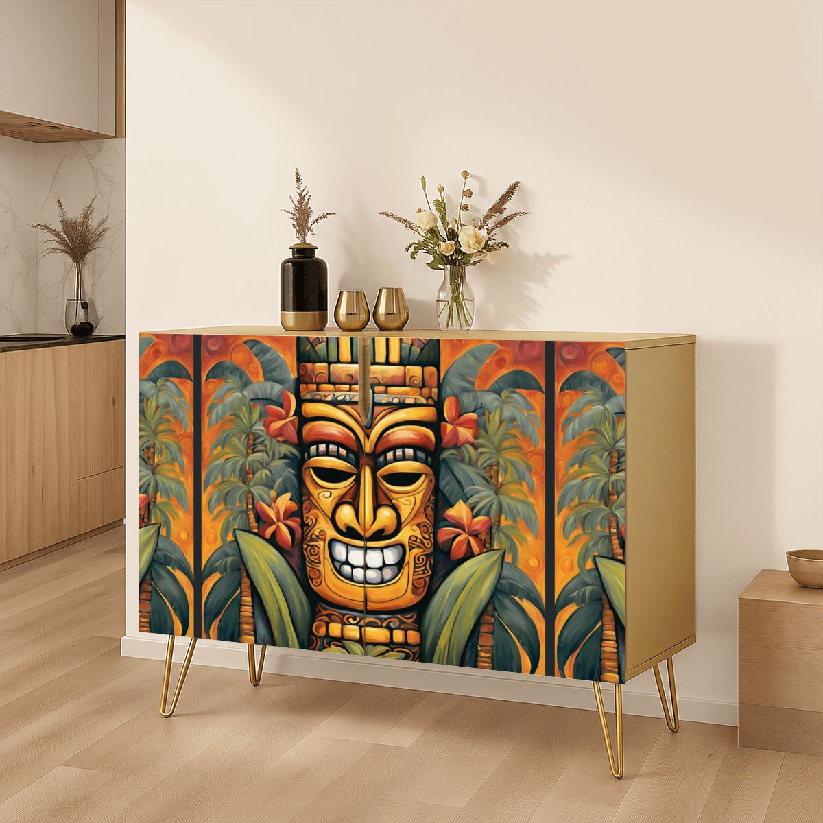 Tiki Art Wooden Storage Cabinet (Made in USA)