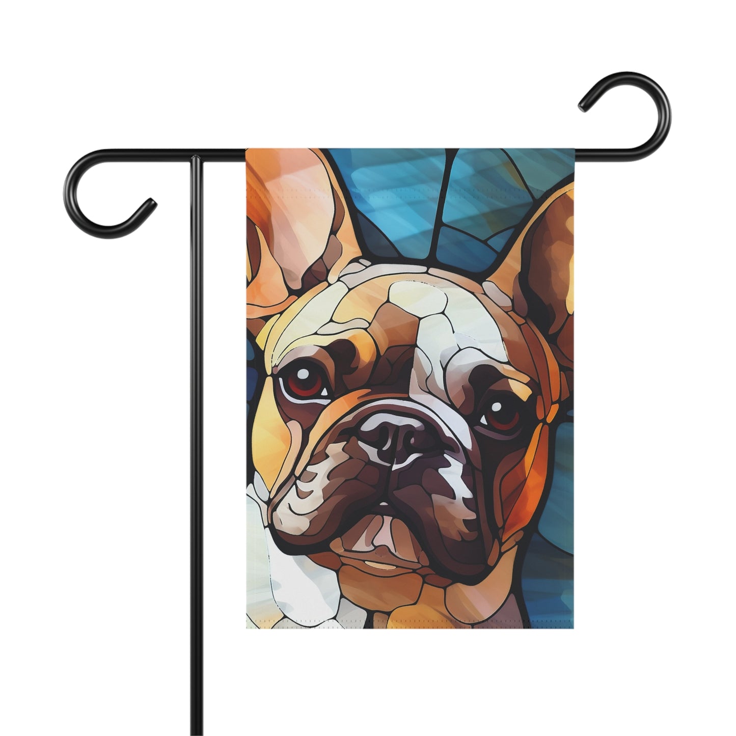 French Bulldog Face Stained Glass Look 2-Sided Garden & House Flag/Banner