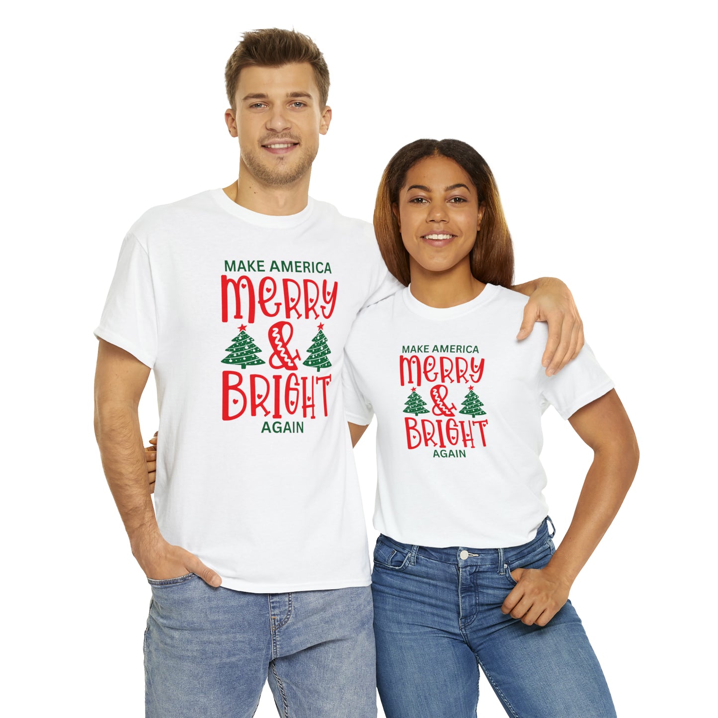 Happy Hearts Make America Merry & Bright Again Unisex Heavy Cotton Tee