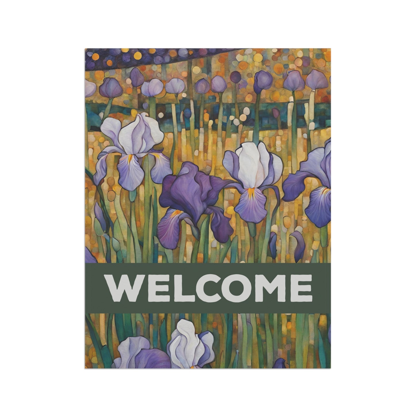 Iris Dreams Welcome 2-Sided Garden & House Flag/Banner