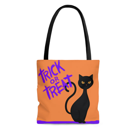 Trick or Treat Black Cat Halloween Tote Bag