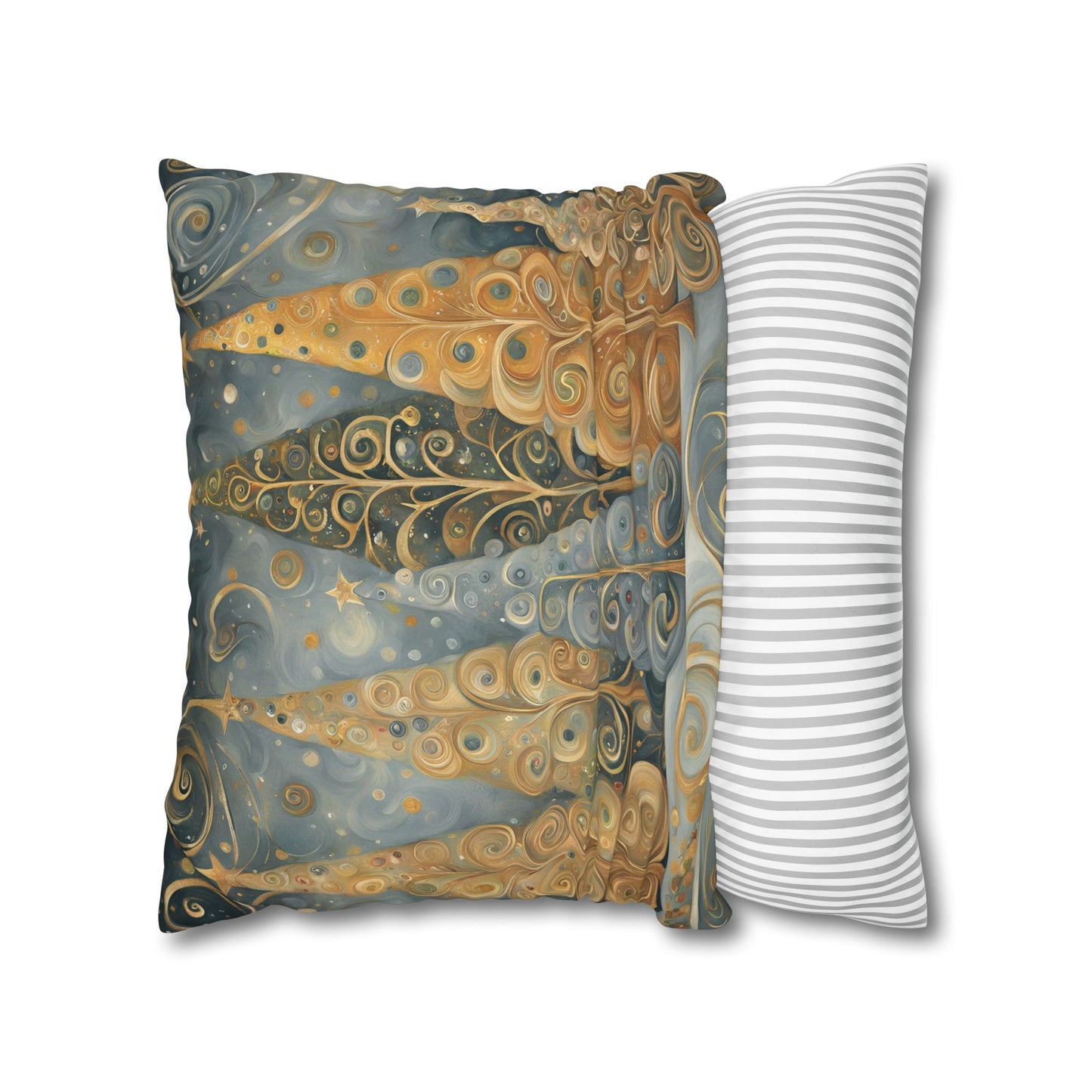 Neutral Fantastical Trees Square Poly Canvas Pillowcase