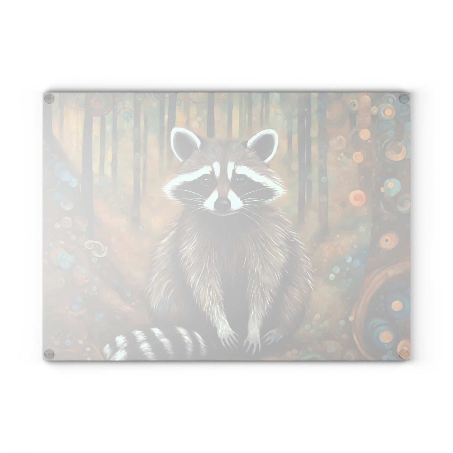 Mountain Forest Raccoon Tempered Glass Cutting Board