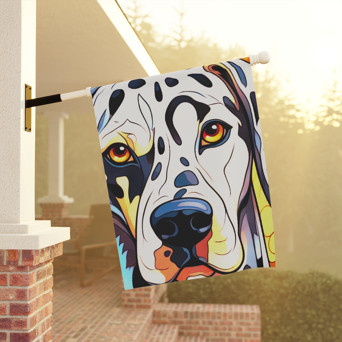 Dalmatian Face Stained Glass Look 2-Sided Garden & House Flag/Banner