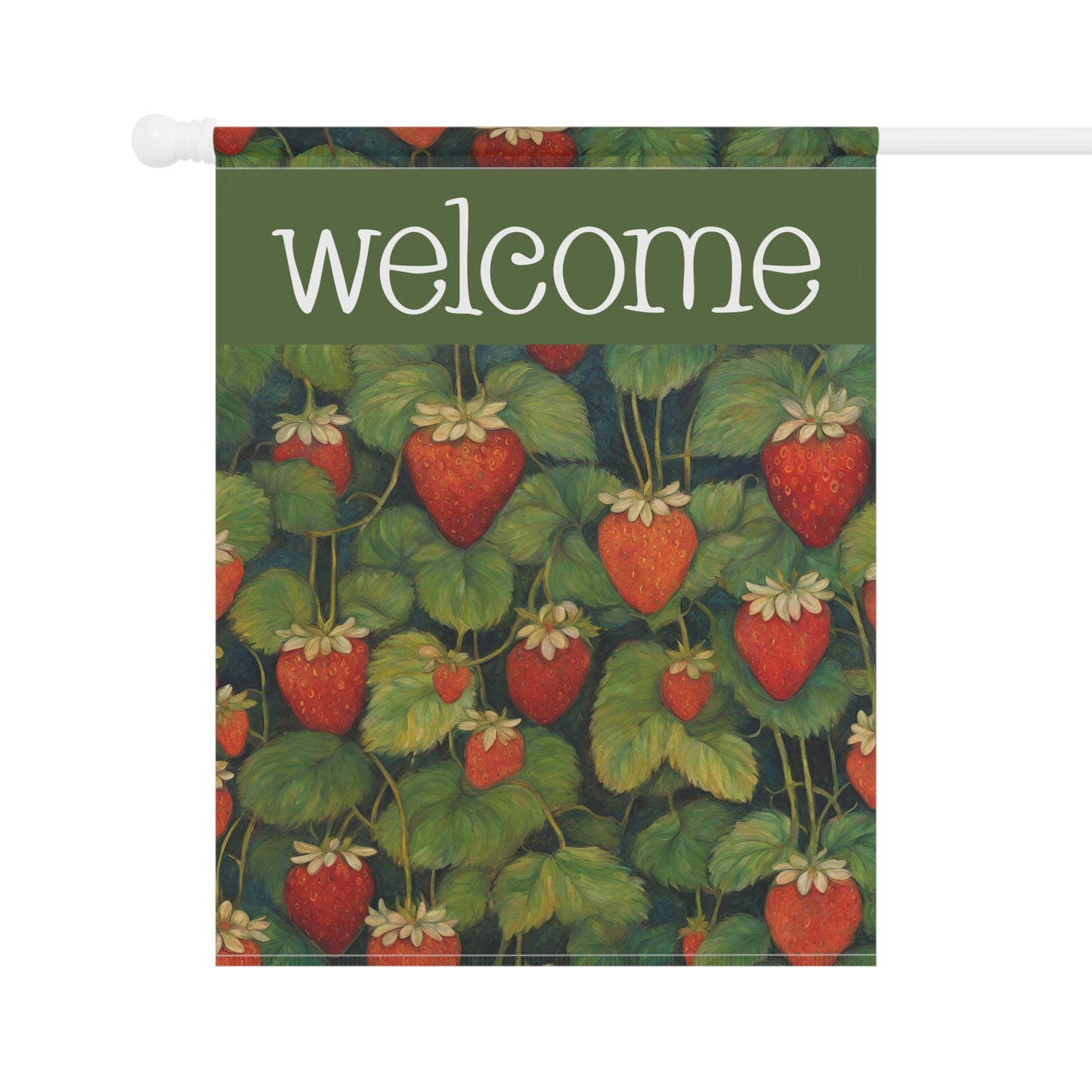 Strawberries Welcome 2-Sided Garden & House Flag/Banner