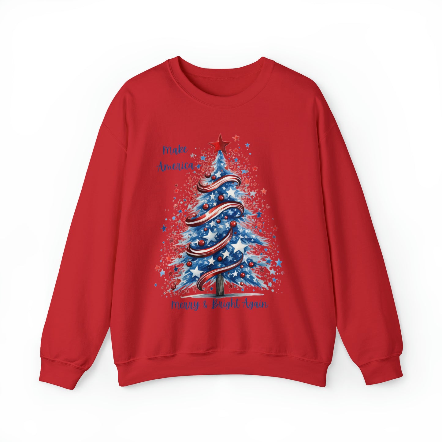 Patriotic Tree Make America Merry & Bright Again Unisex Heavy Blend™ Crewneck Sweatshirt