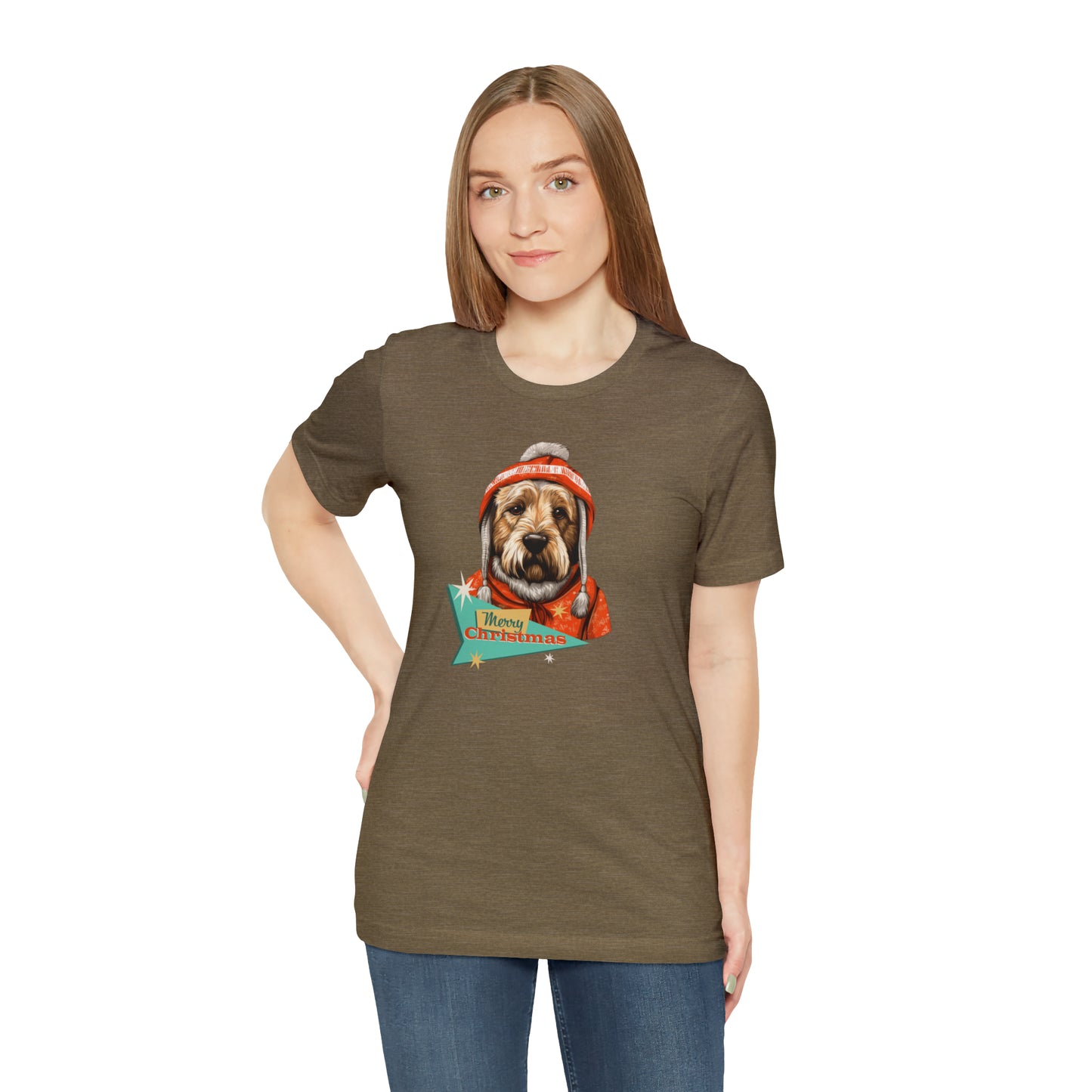 Soft Coated Wheaten Terrier Retro Merry Christmas Unisex Jersey Short Sleeve Tee