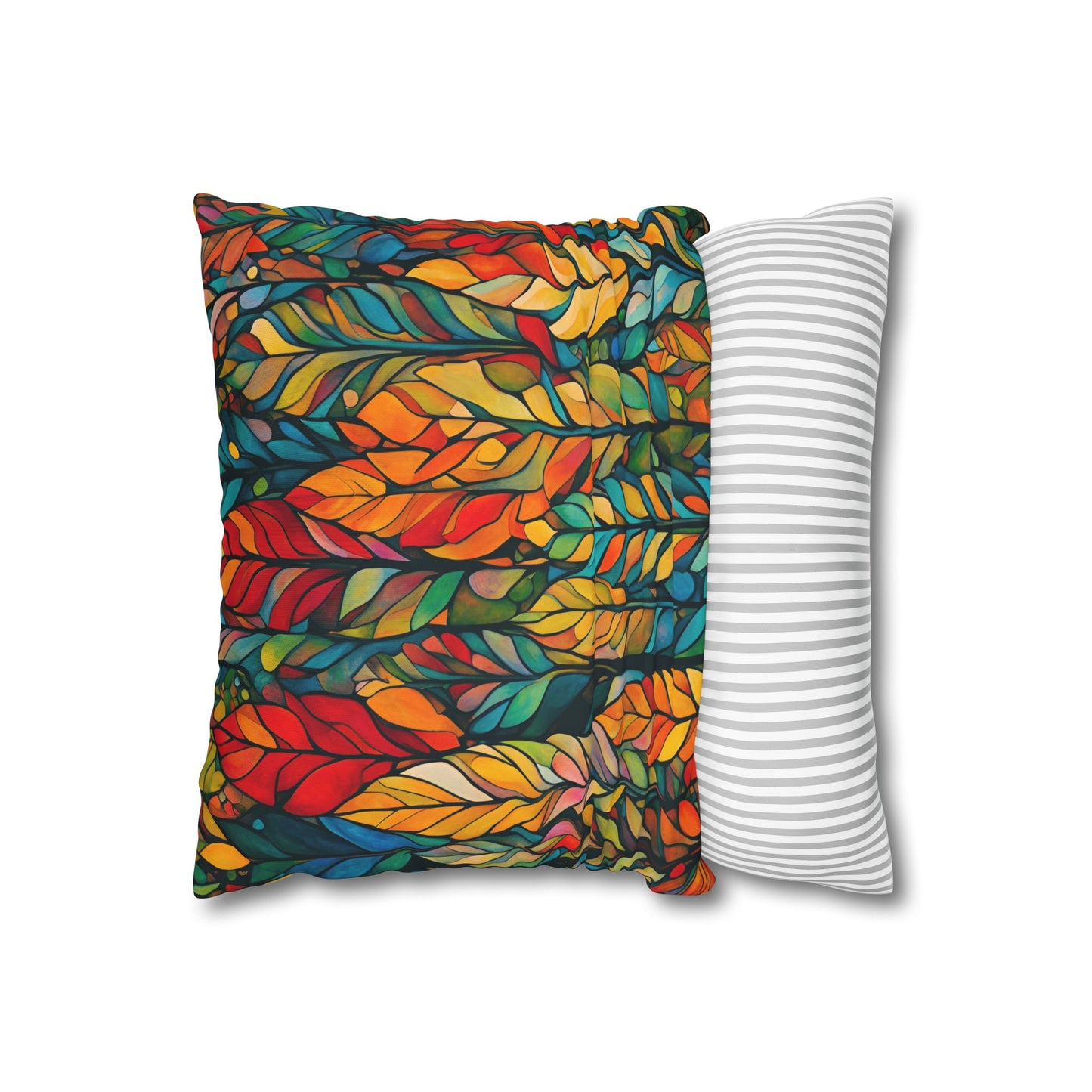 Feathered Foliage Square Poly Canvas Pillowcase