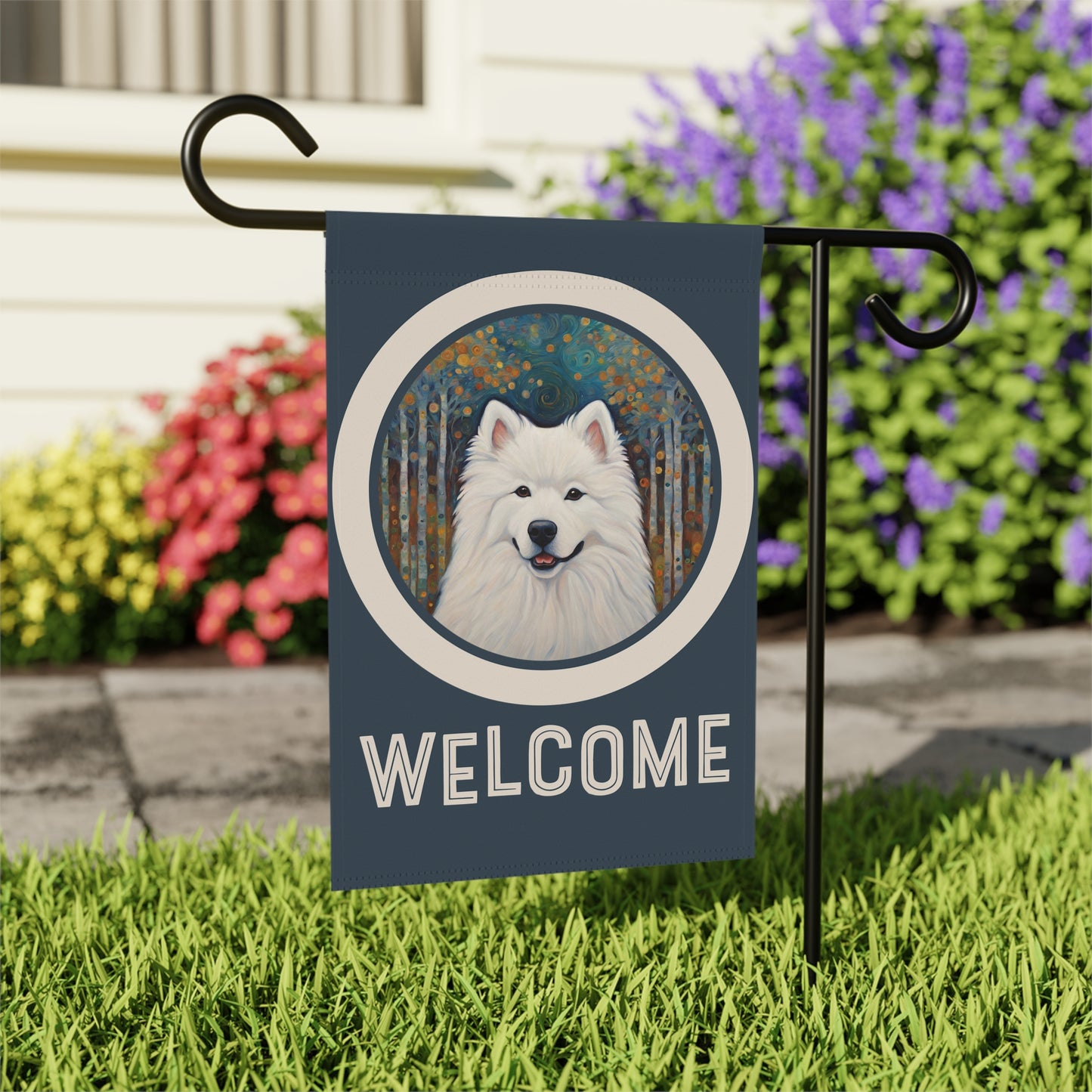 Samoyed Welcome 2-Sided Garden & House Flag/Banner