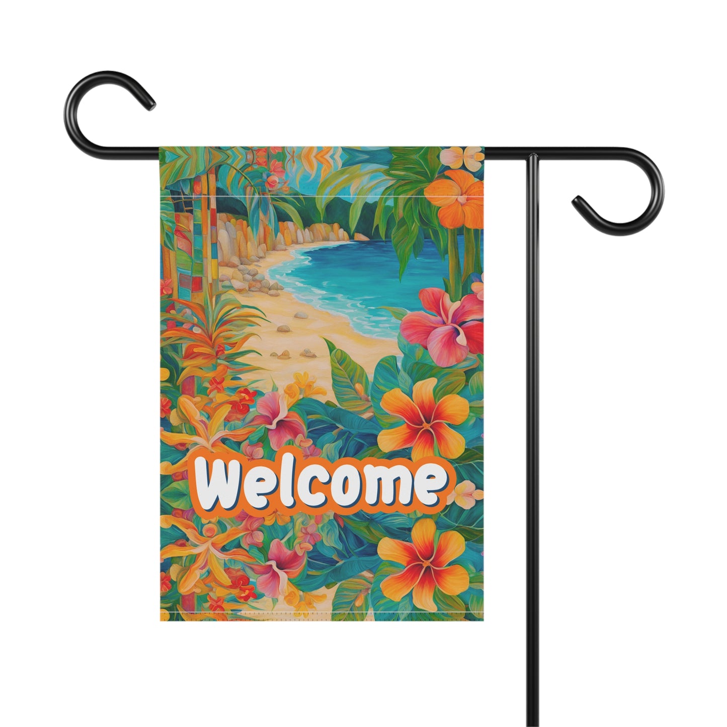 Paradise Found Welcome 2-Sided Garden & House Flag/Banner