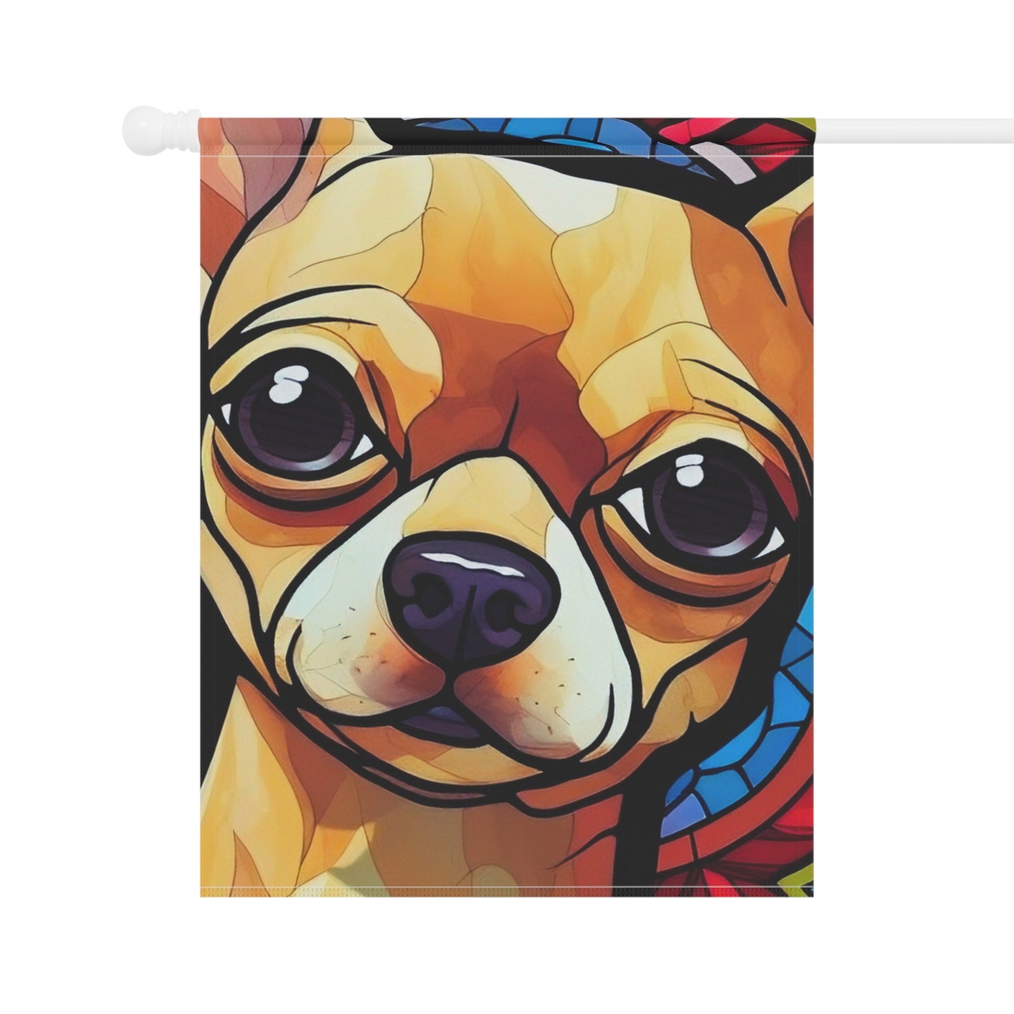 Chihuahua Face Stained Glass Look 2-Sided Garden & House Flag/Banner