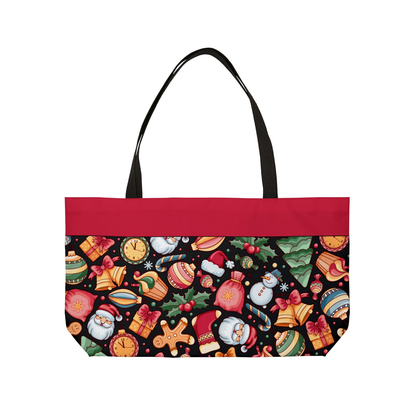 Christmas Icons on Black Weekender Tote Bag