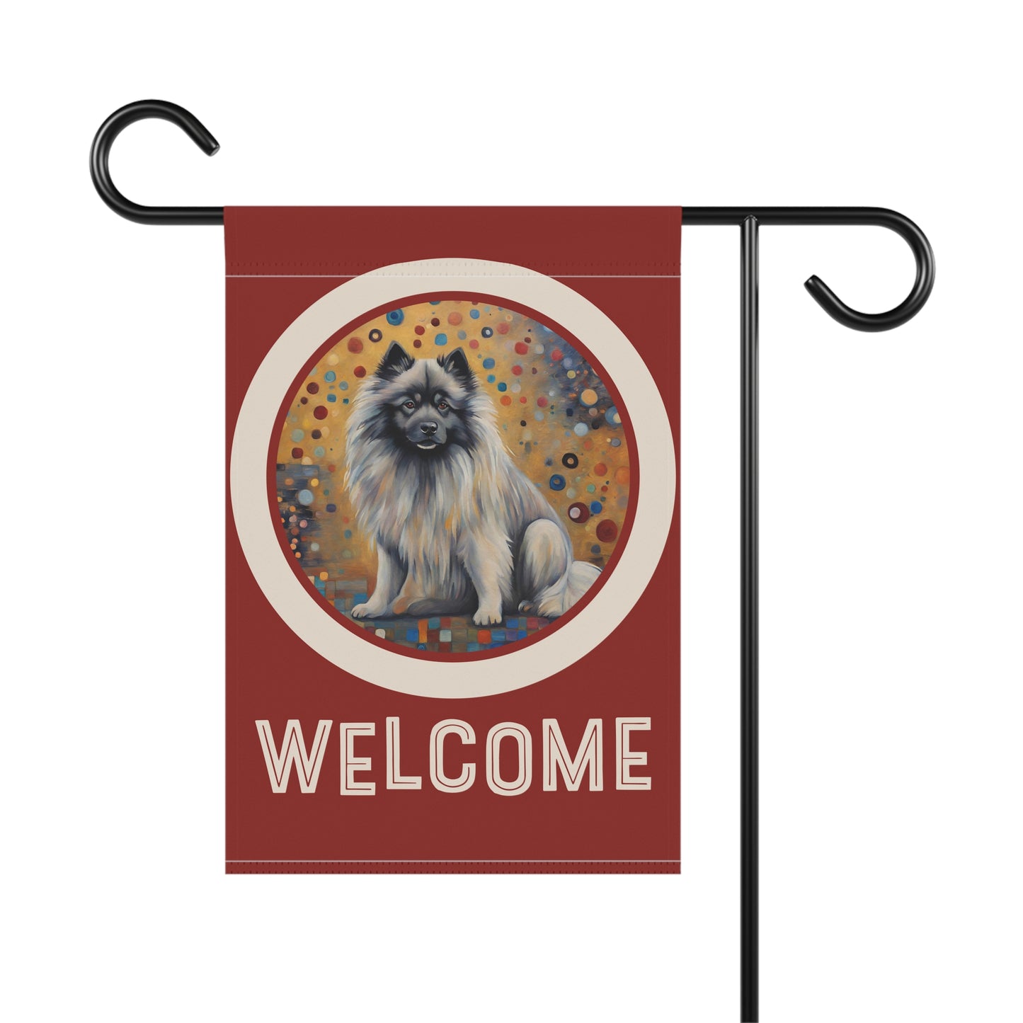 Keeshond Welcome 2-Sided Garden & House Flag/Banner