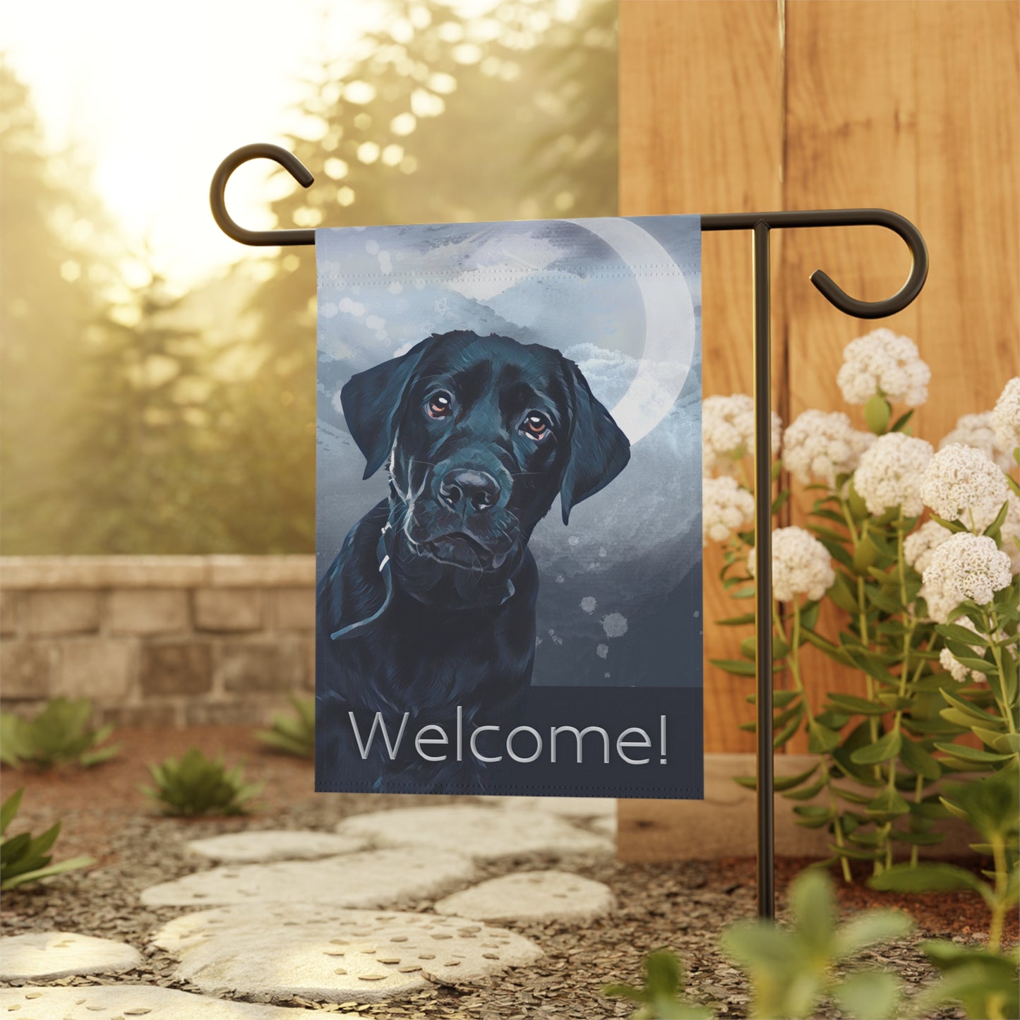 Black Labrador Welcome 2-Sided Garden & House Flag/Banner