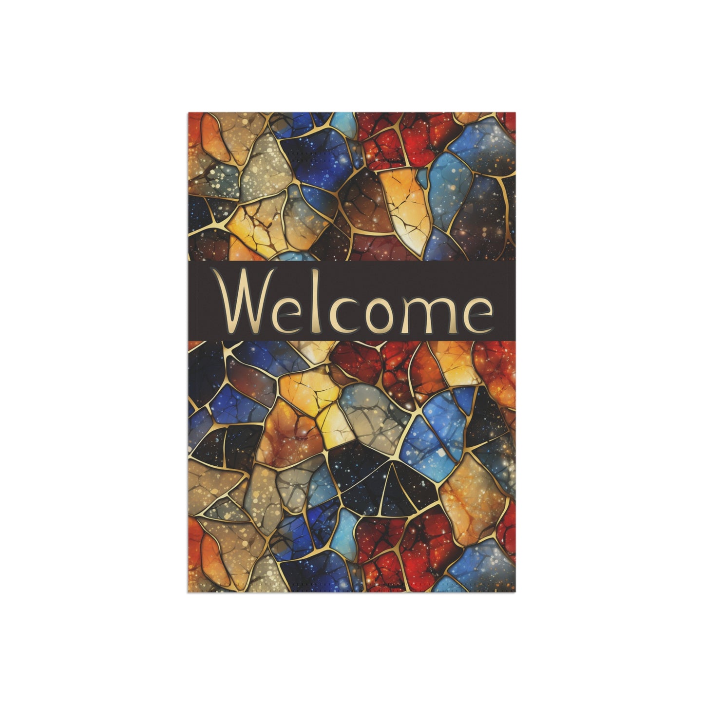 Rich Colors Stained Glass Welcome 2-Sided Garden & House Banner