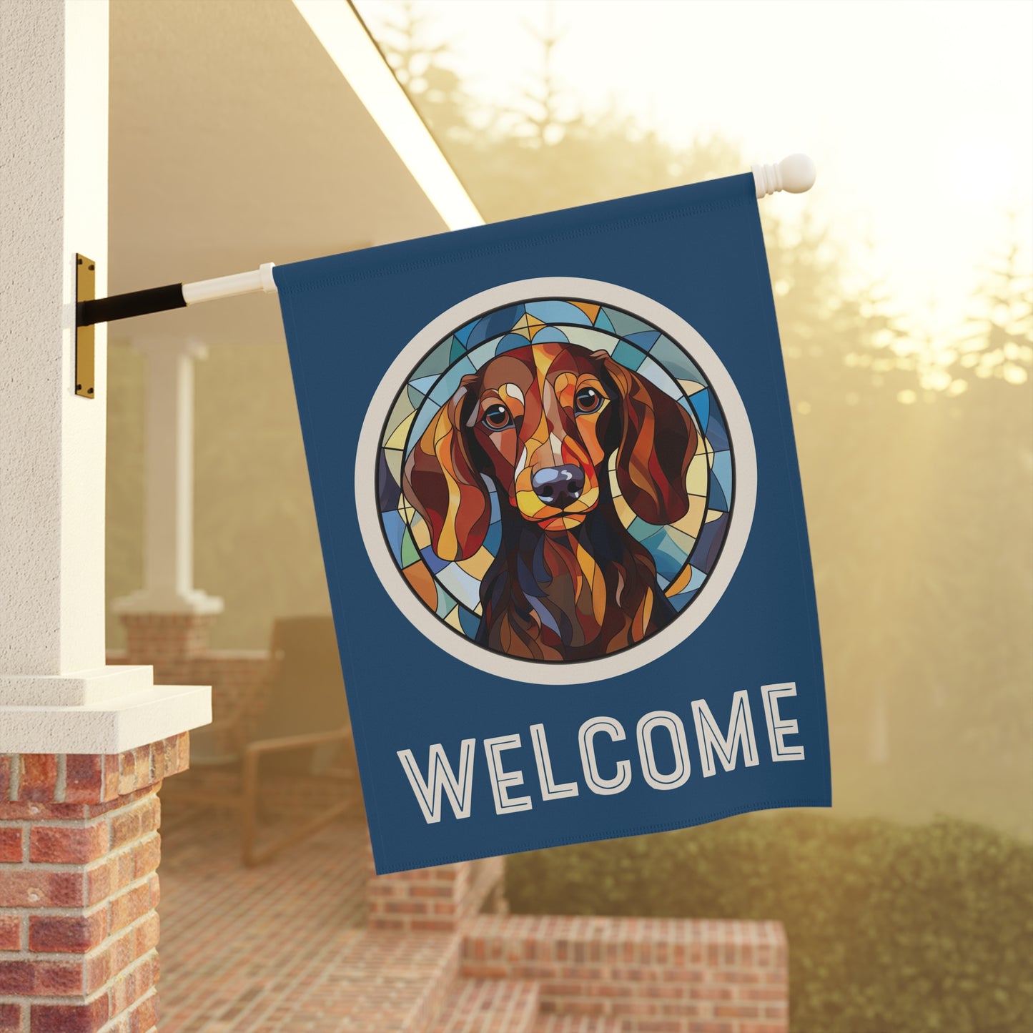 Dachshund Welcome 2-Sided Garden & House Flag/Banner