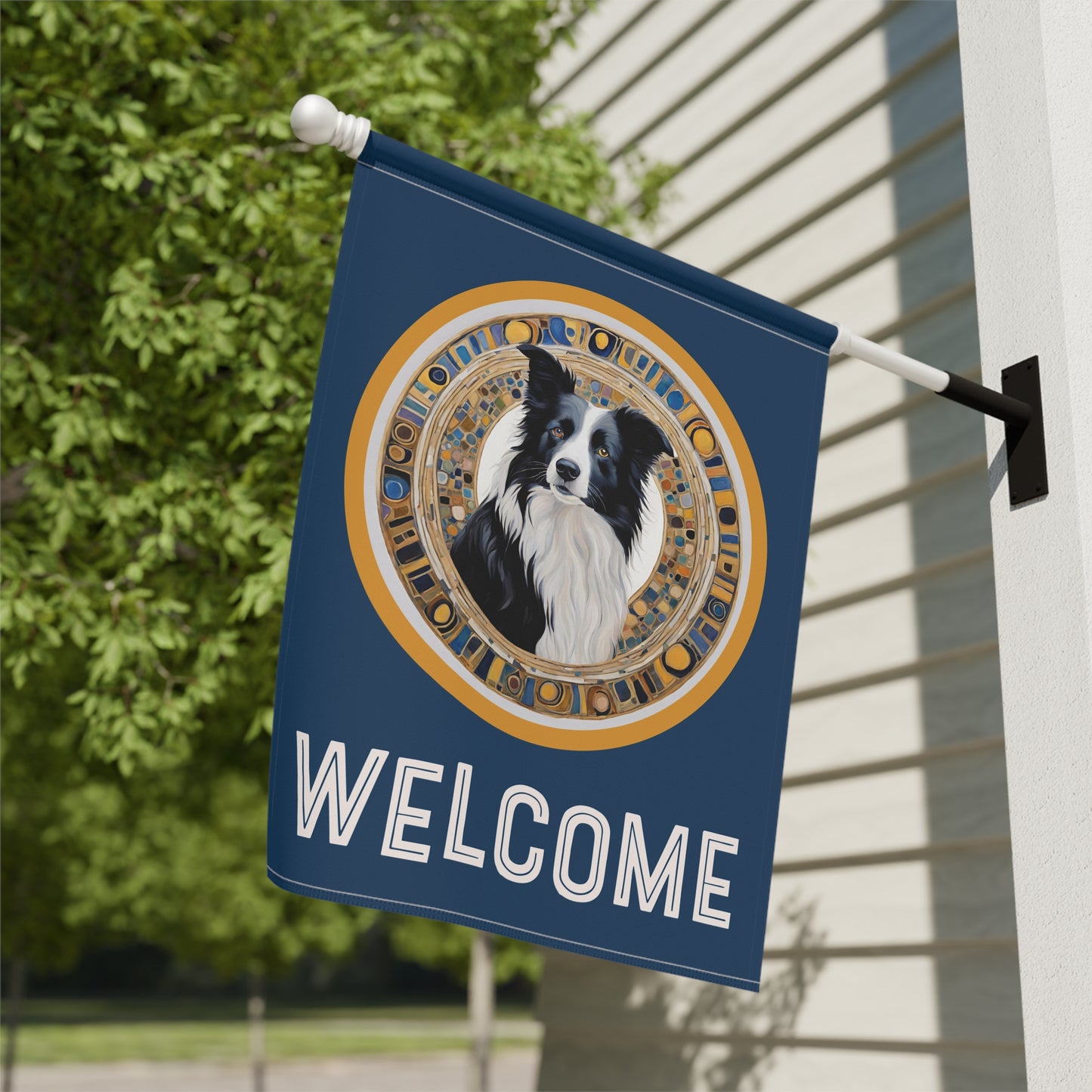 Border Collie Welcome 2-Sided Garden & House Flag/Banner