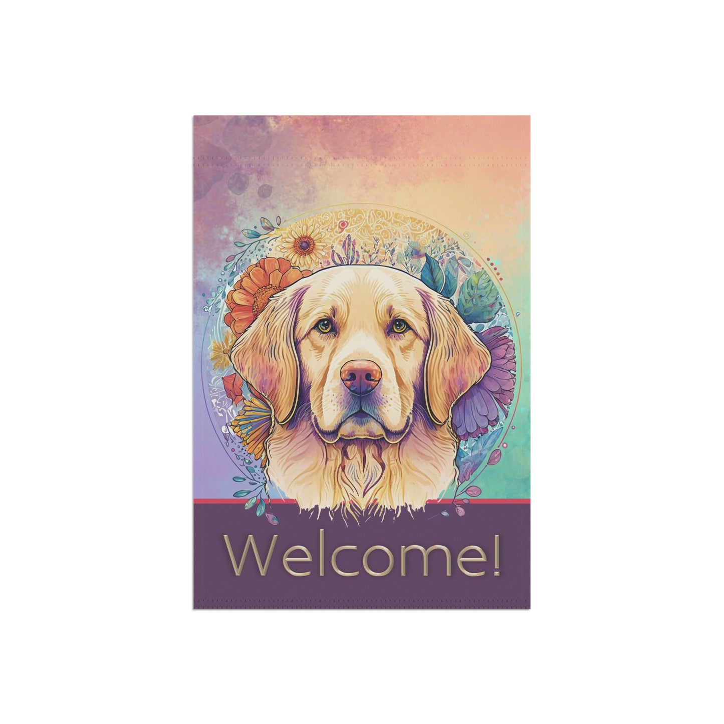 Yellow Labrador Welcome Pastel 2-Sided Garden & House Flag/Banner