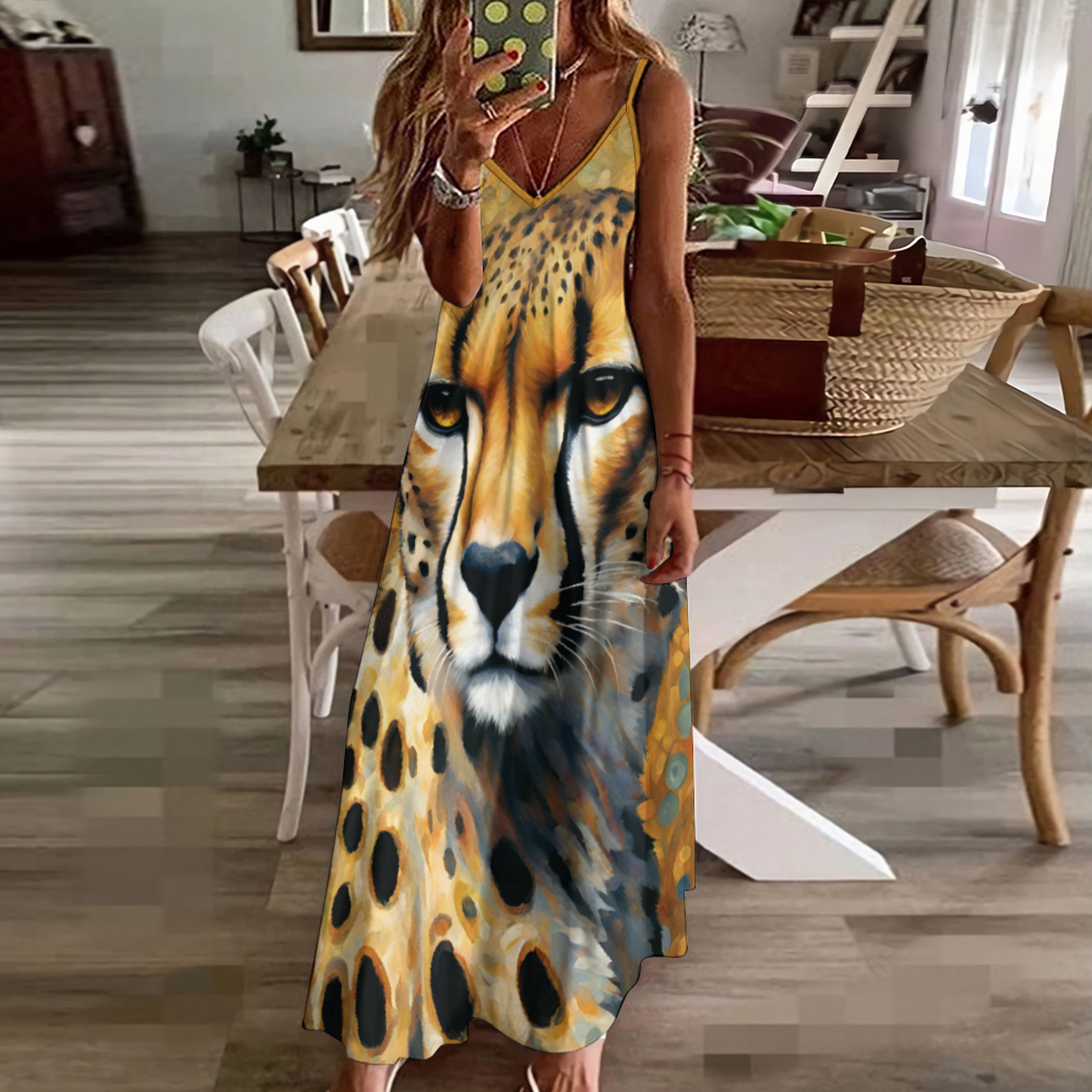 The Cheetah Women's Summer Fashion Maxi Slip Dress