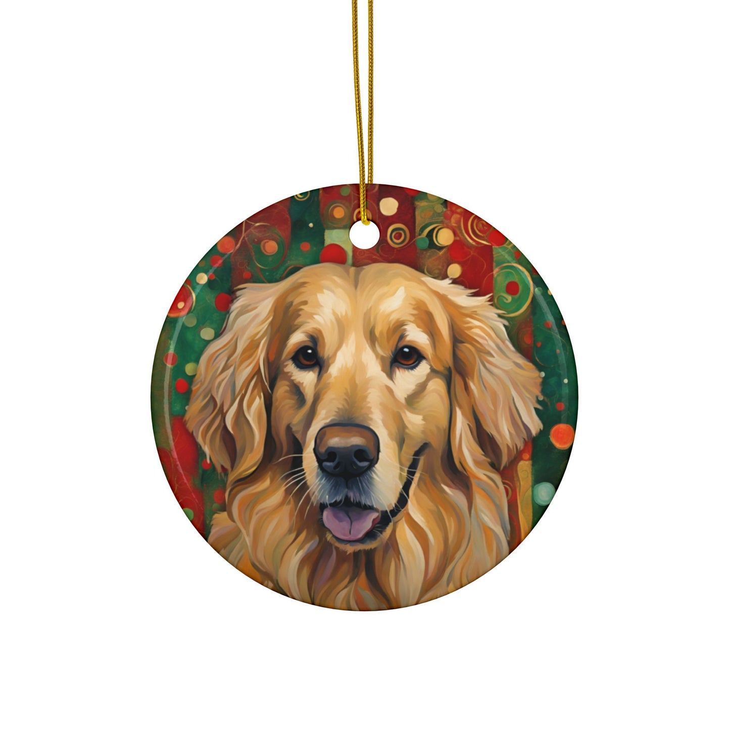 Golden Retriever Christmas 3" Ceramic Ornaments, 2-Side Print, (1pc, 10pcs)