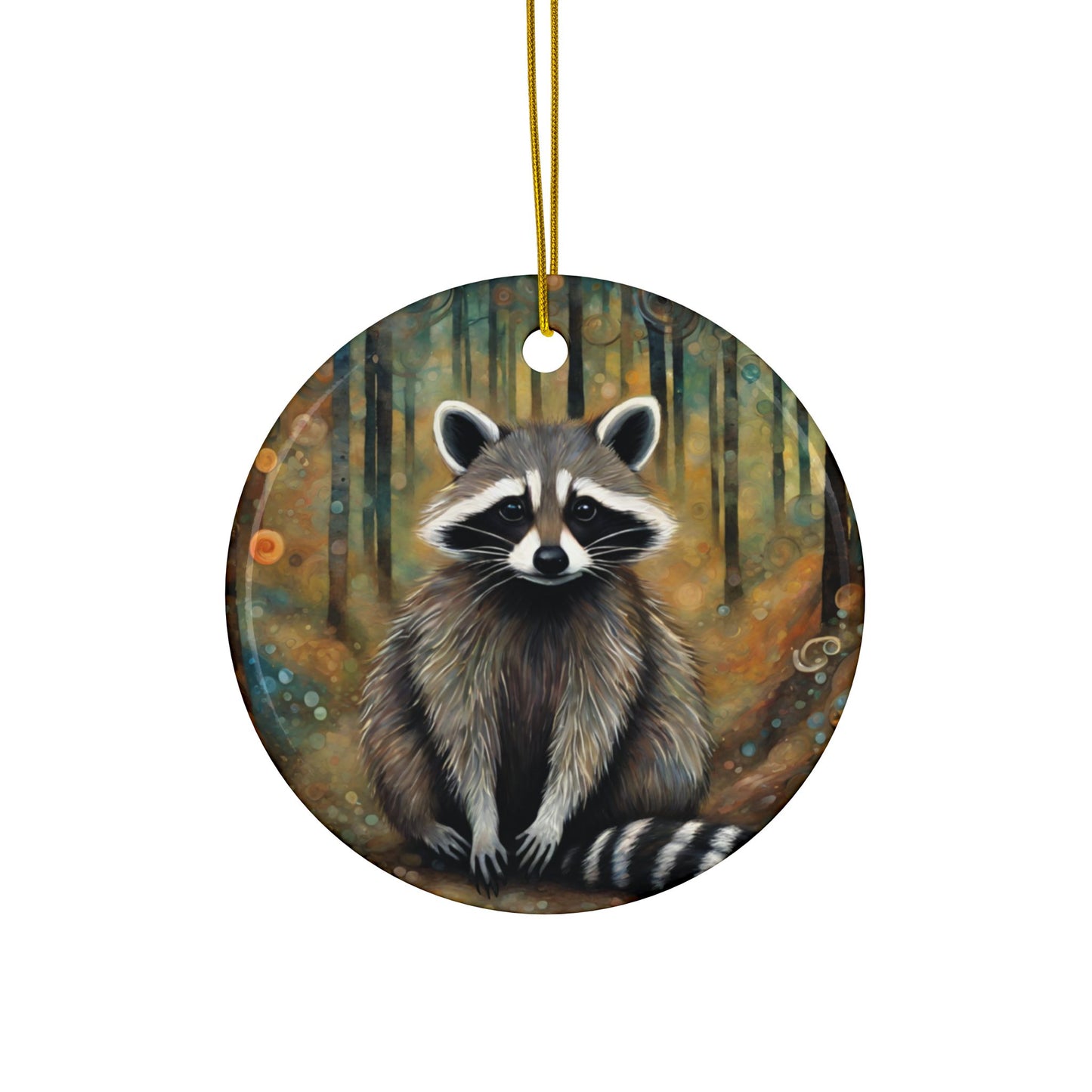 Raccoon Wildlife 3" Ceramic Ornaments, 2-Side Print, (1pc, 10pcs)